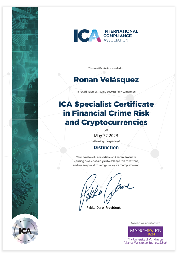 ICA Specialist certificates
