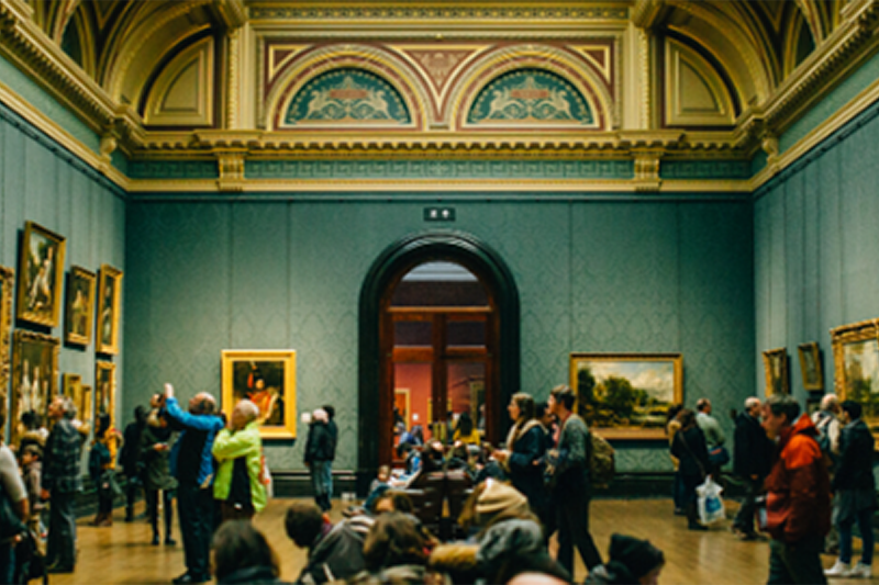 Inside an art gallery