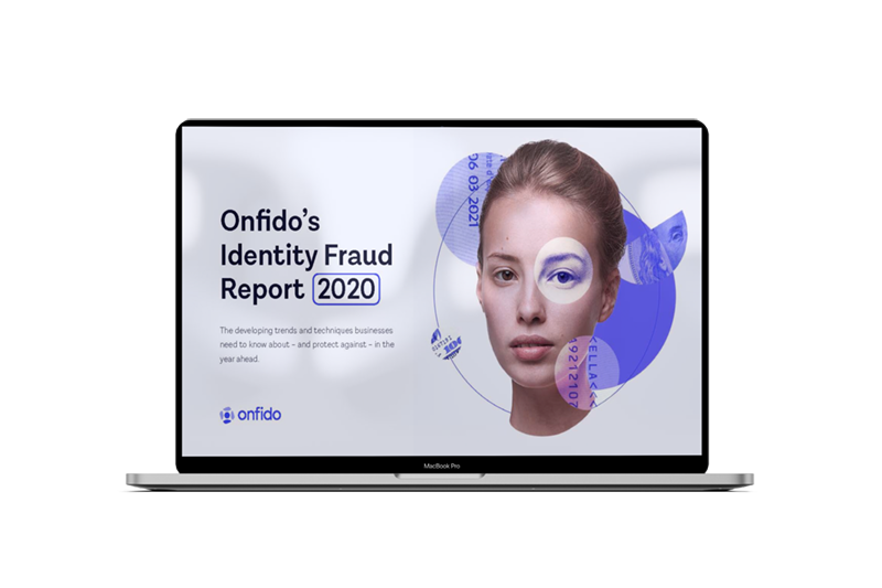 Laptop image of Onfido's Identity Fraud Report 2020