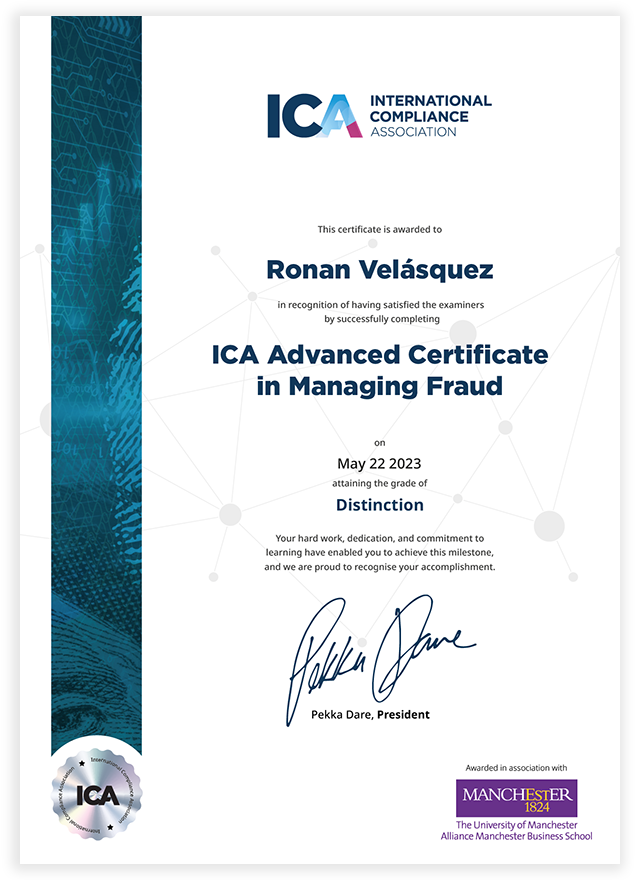 Ica Certificate In Anti Money Laundering ICA Advanced Certificates - Topics include: AML, Fraud, Compliance and