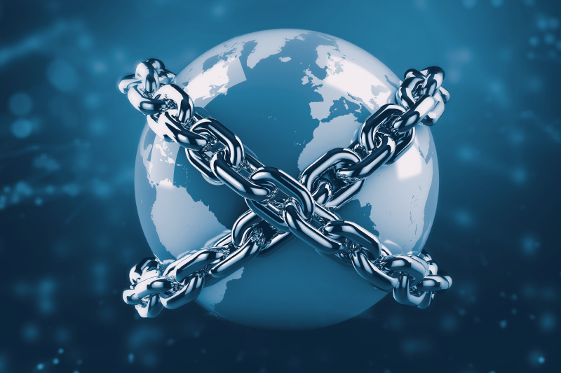 Globe with chains animation